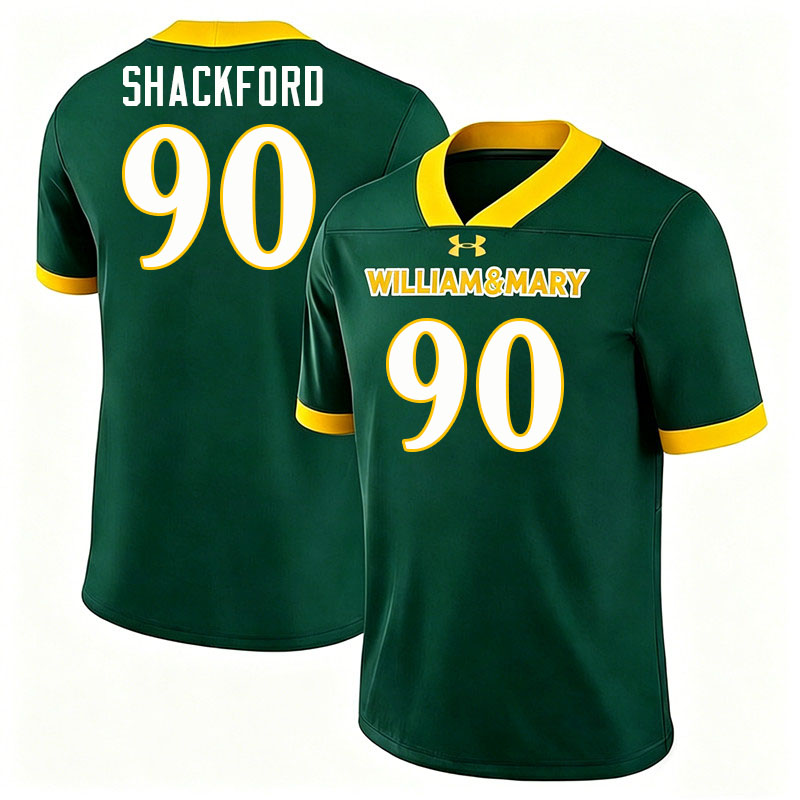 William & Mary Tribe #90 Keegan Shackford College Football Jerseys,Uniforms-Green